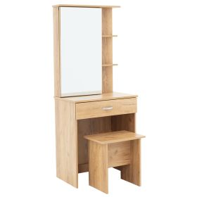 Κονσόλα Zelia με καθρέπτη και σκαμπό χρώμα φυσικό mo