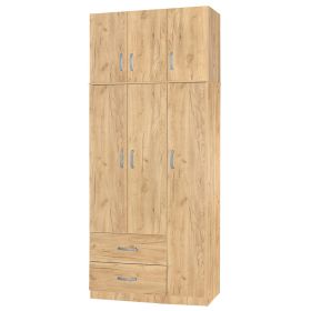 Ντουλάπα τρίφυλλη και πατάρι Zelia φυσικό 90x42x240εκ.