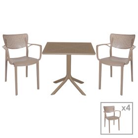 Τραπεζαρία Icon-Frontline σετ 5τεμ PP σε cappuccino απόχρωση