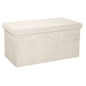Σκαμπό-μπαούλο Forward ύφασμα μπουκλέ ivory 76.5x38x37.5εκ