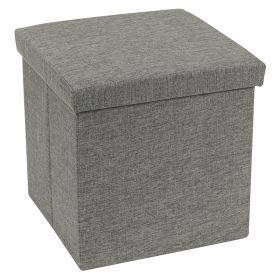 Σκαμπό-μπαούλο Crystal ύφασμα γκρι 38x38x38εκ