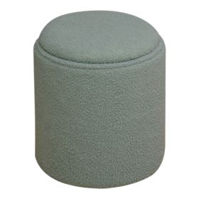 Σκαμπό-μπαούλο Batur μπουκλέ ύφασμα σε χακί απόχρωση Φ34x38εκ