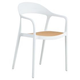 Πολυθρόνα Ember στοιβαζόμενη με UV protection PP μπεζ- λευκό 52.5x56.5x81εκ.