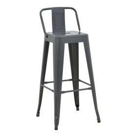 Σκαμπό μπαρ με πλάτη Utopia μέταλλο σε ανθρακί απόχρωση 42x42x97εκ