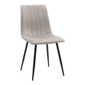 Καρέκλα Noor γκρι βελούδο με πόδι μετάλλου σε μαύρη απόχρωση 44x53x86εκ