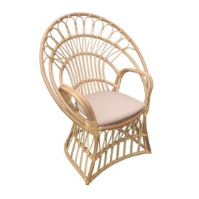 Πολυθρόνα Boloni Inart με μπεζ μαξιλάρι-φυσικό rattan 96x70x120εκ