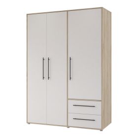 Ντουλάπα ρούχων Razol τρίφυλλη λευκό-sonoma μελανίνης 144.5x59x200εκ