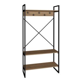 Έπιπλο εισόδου Levento oak με μαύρο μεταλλικό σκελετό 88x34x180εκ