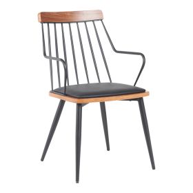 Πολυθρόνα Posse μέταλλο μαύρο-καρυδί ξύλο-μαύρο pu 52x59x83εκ