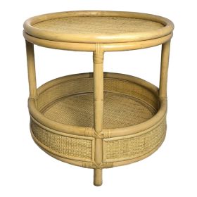 Βοηθητικό τραπέζι Moody pe rattan σε φυσική απόχρωση Φ55x51εκ