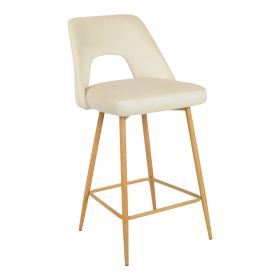 Σκαμπό μπαρ Murde μπεζ βελούδο και μεταλλικά πόδια σε φυσική απόχρωση 47x52x96εκ