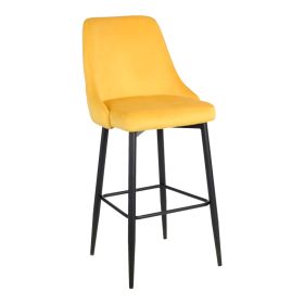 Σκαμπό μπαρ Zedna κίτρινο βελούδο με μαύρα μεταλλικά πόδια 52x57x111εκ