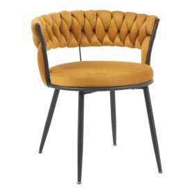 Πολυθρόνα Alkia σε κίτρινο βελούδο με μαύρο πόδι μέταλλο 60x57x68εκ