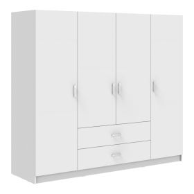 Ντουλάπα τετράφυλλη Royal με συρτάρια λευκό 200x58x177εκ