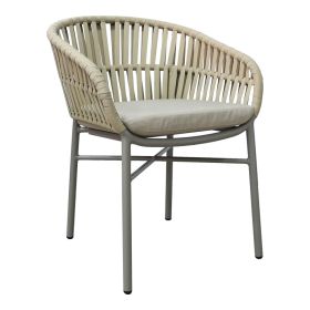 Πολυθρόνα Frama αλουμίνιο-pe σχοινί σε καφε απόχρωση και μαξιλάρι 57x60x78εκ