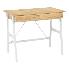 Γραφείο εργασίας Lione με συρτάρια σε oak απόχρωση με πόδι λευκό μέταλλο 90x50x75εκ