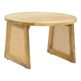 Τραπέζι Tamarind ξύλο mango-φυσικό rattan σε φυσική απόχρωση Φ65x40εκ