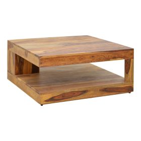 Τραπέζι Stolic μασιφ ξύλο sheesham σε καρυδί απόχρωση 90x90x40εκ