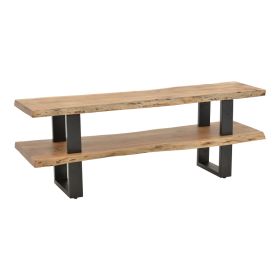 Έπιπλο τηλεόρασης Fuji μασίφ ξύλο ακακίας σε φυσική απόχρωση με μαύρα μεταλλικά πόδια 140x40x52εκ