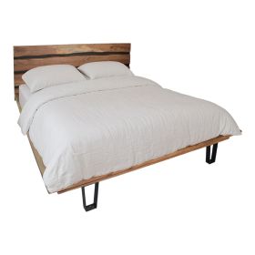 Κρεβάτι Imena διπλό μασίφ ξύλο σε φυσική απόχρωση 160x200εκ