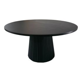 Τραπέζι σαλονιού Canicule I μασίφ ξύλο ακακίας σε μαύρη απόχρωση Φ80x40εκ