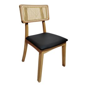 Καρέκλα Renna ξύλο οξιάς σε φυσική απόχρωση με μαύρο pu μαξιλάρι 48x52x79εκ