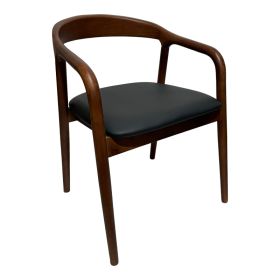 Πολυθρόνα Hogie rubberwood σε καφέ απόχρωση με μαύρο pu μαξιλάρι 61x60x76εκ