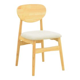 Καρέκλα Cardith rubberwood-plywood σε φυσική απόχρωση-ύφασμα γκρι-μπεζ 48x51x78εκ