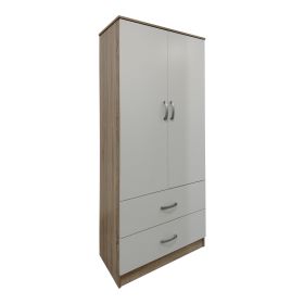 Ντουλάπα δίφυλλη με 2 συρτάρια Lego σε oak-λευκή απόχρωση 80x42x180εκ