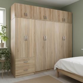 Ντουλάπα εξάφυλλη με πατάρι Lego I sonoma 240x42x240εκ