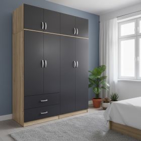 Ντουλάπα τετράφυλλη με πατάρι Lego sonoma-ανθρακί 160x42x240εκ