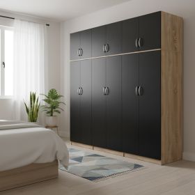 Ντουλάπα εξάφυλλη με πατάρι Lego ΙΙ sonoma-ανθρακί 240x42x240εκ