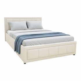 Κρεβάτι Huga με αποθηκευτικό χώρο ύφασμα μπεζ 120x200εκ