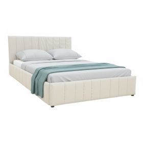 Κρεβάτι Snuggle με αποθηκευτικό χώρο ύφασμα μπεζ 160x200εκ