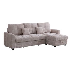 Γωνιακός αναστρέψιμος καναπές κρεβάτι Comfie με αποθηκευτικό χώρο μπεζ ύφασμα 260x156x98εκ