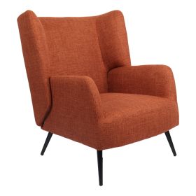 Πολυθρόνα Mareta terracotta ύφασμα με πόδι σε μαύρη απόχρωση 83x80x99εκ