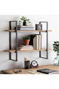 Ραφιέρα Τοίχου Verona Μέταλλο/Μασίφ Ξύλο 100x24x80cm