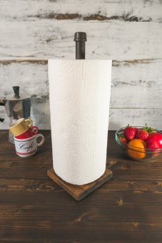 _ Akar Βάση Ρολού Κουζίνας industrial μασίφ ξύλο 14x14x30cm