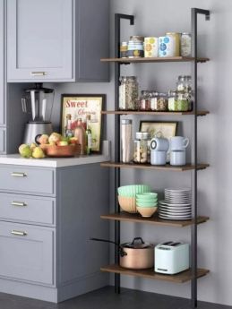 Ραφιέρα Τοίχου Verona Μασίφ Ξύλο-Μέταλλο 60x21x185cm